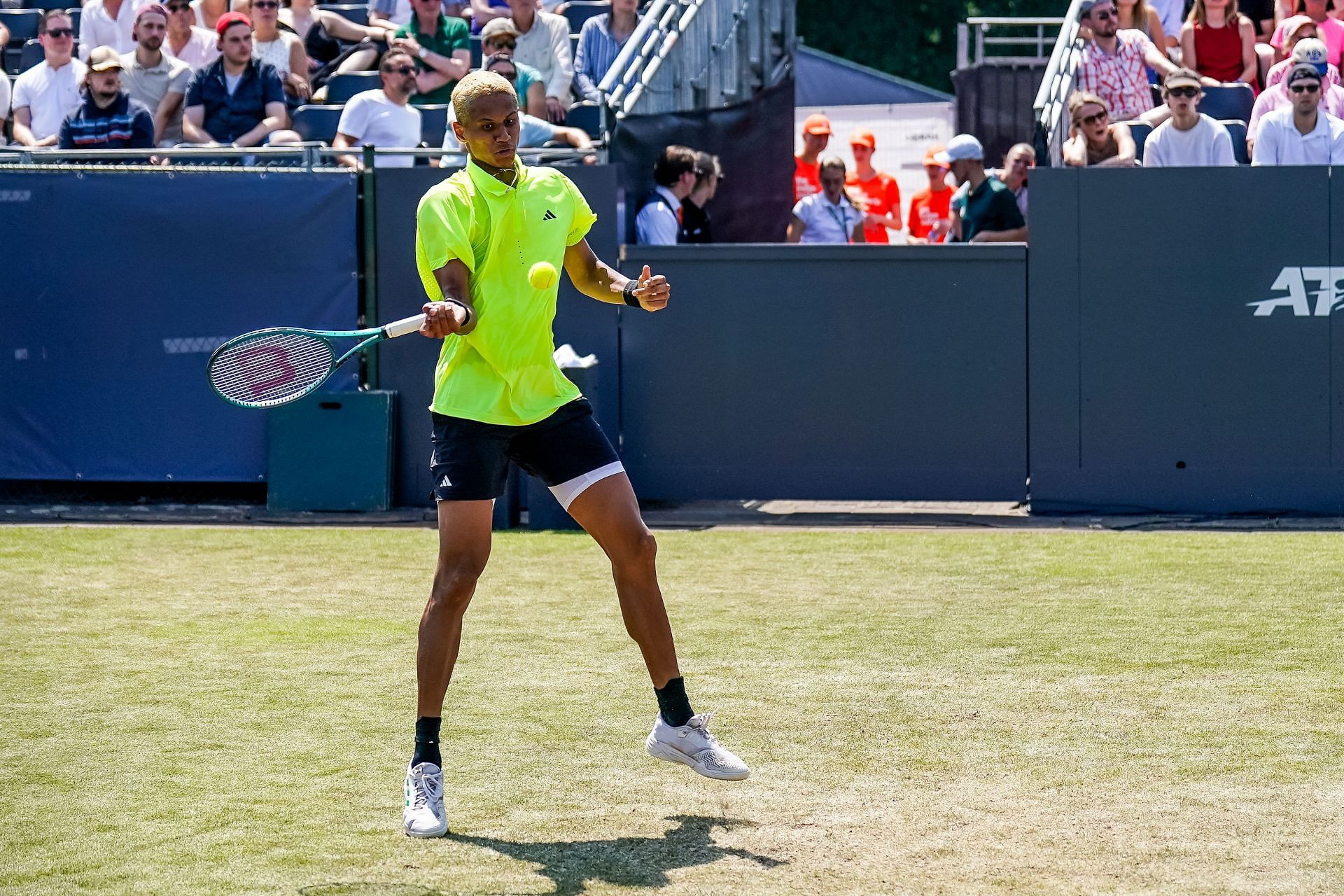 Gabriel Diallo hits a forehand at Libema Open | Image Source: Getty